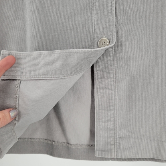 EXPRESS Button Front Corduroy Pencil Skirt Light Grey - Picture 7 of 13